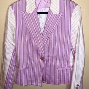 Striped Harvé Bernard Purple and White Two Toned Blazer